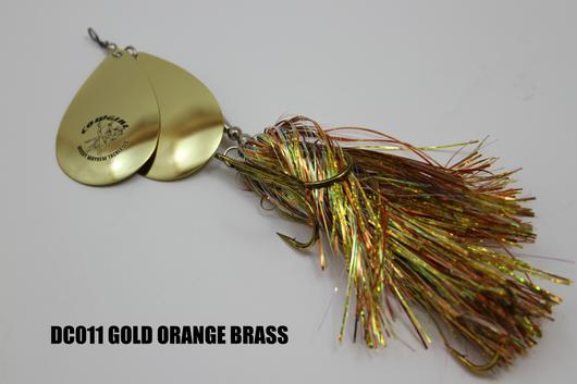 double cowgirl fishing lure with inline sinker DOUBLE COWGIRL DC011 GOLD ORANGE BRASS